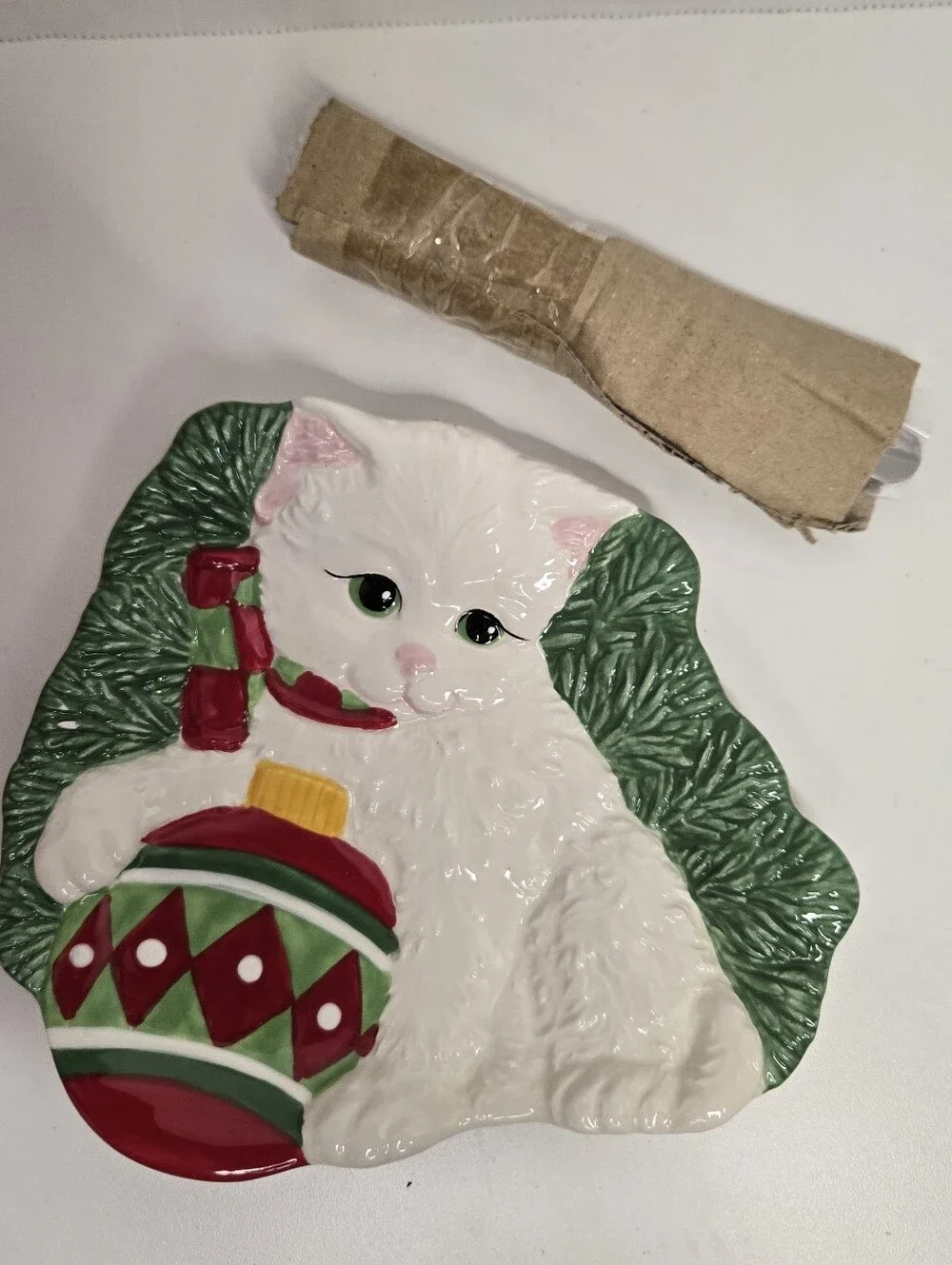 Fitz and Floyd Yuletide Kitten Snack Plate with Spreader 2008 New Open Box